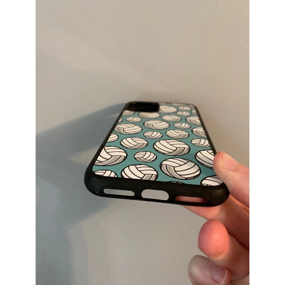 Volleyball Phone Case Unisex iPhone 11 Pro Teal Blue Sports Graphic Pattern